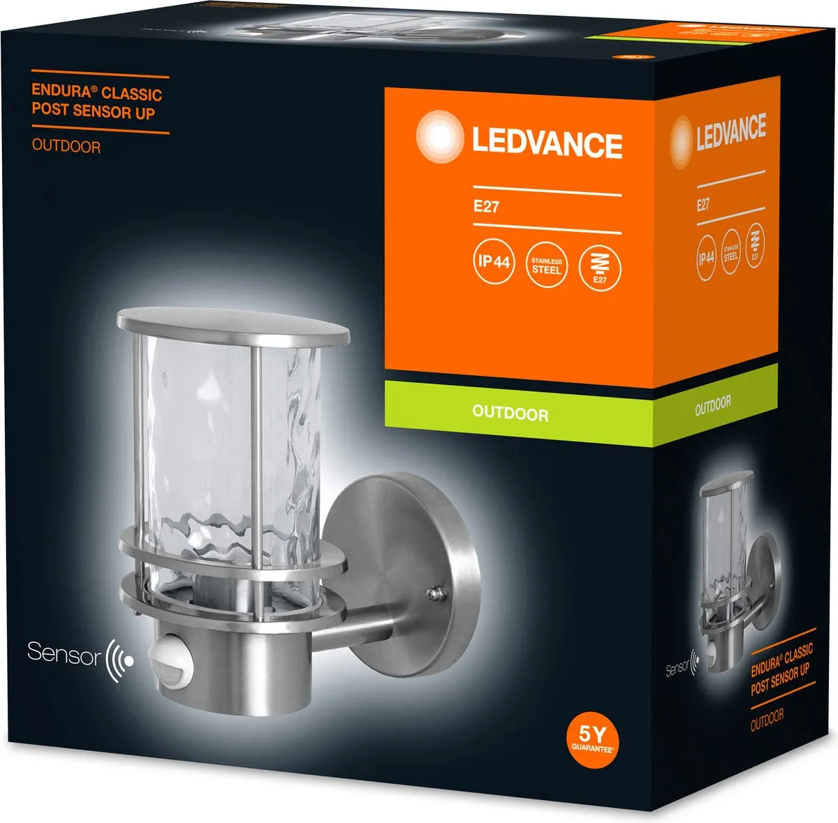 LEDVANCE ENDURA Classic Post Up Wandlamp Sensor E27 - Staal - afbeelding 6 van 6