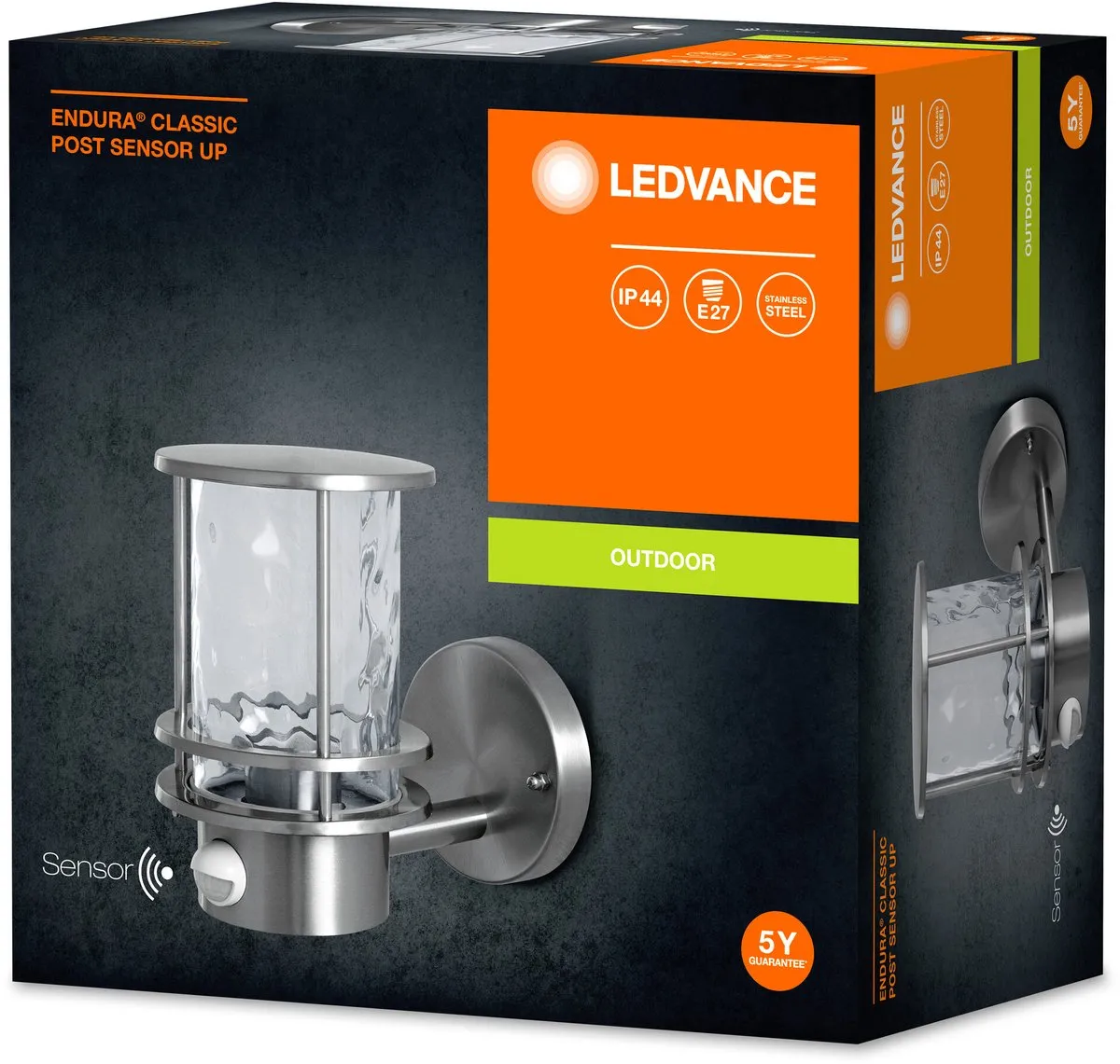 LEDVANCE ENDURA Classic Post Up Wandlamp Sensor E27 - Staal