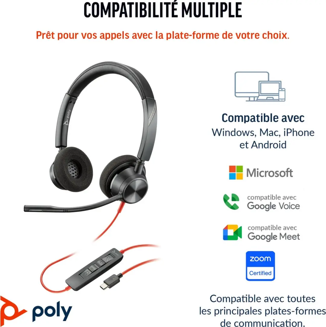 HP Poly Blackwire C3320 Headset - Zwart - afbeelding 6 van 6