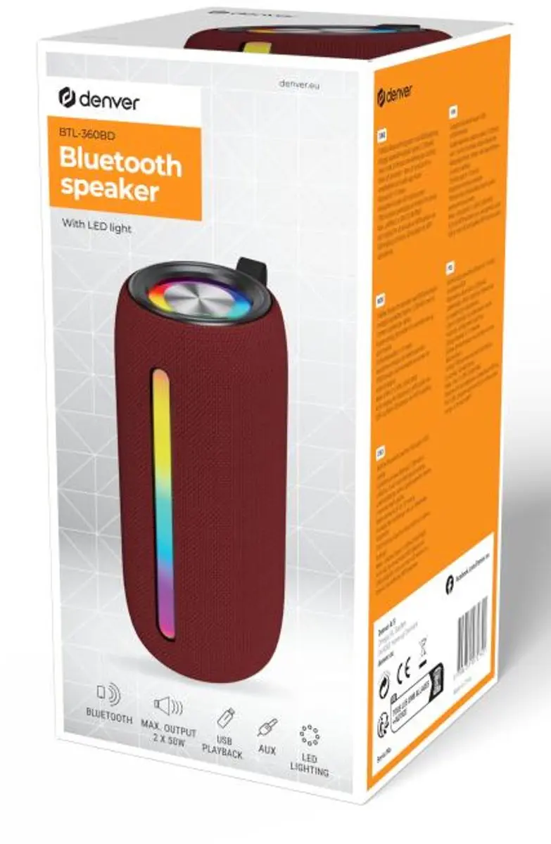 Denver BTL360 Bluetooth Speaker - 100W - Rood