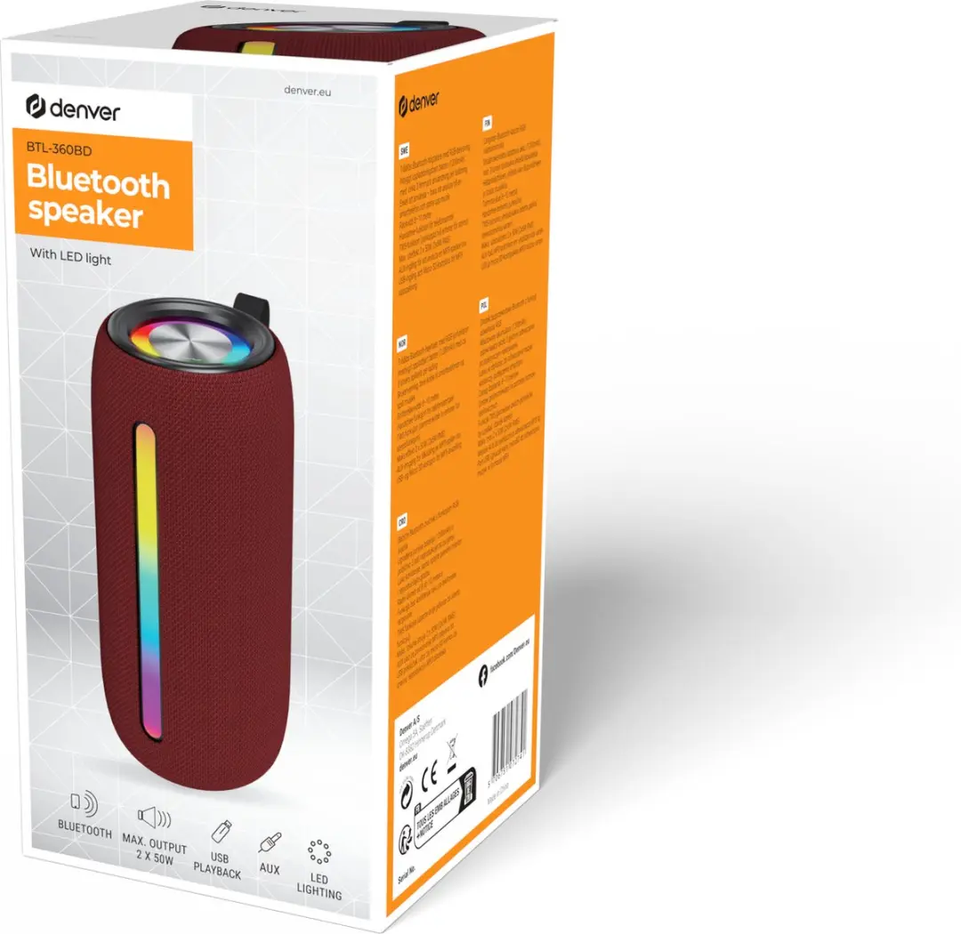 Denver BTL360 Bluetooth Speaker - 100W - Rood