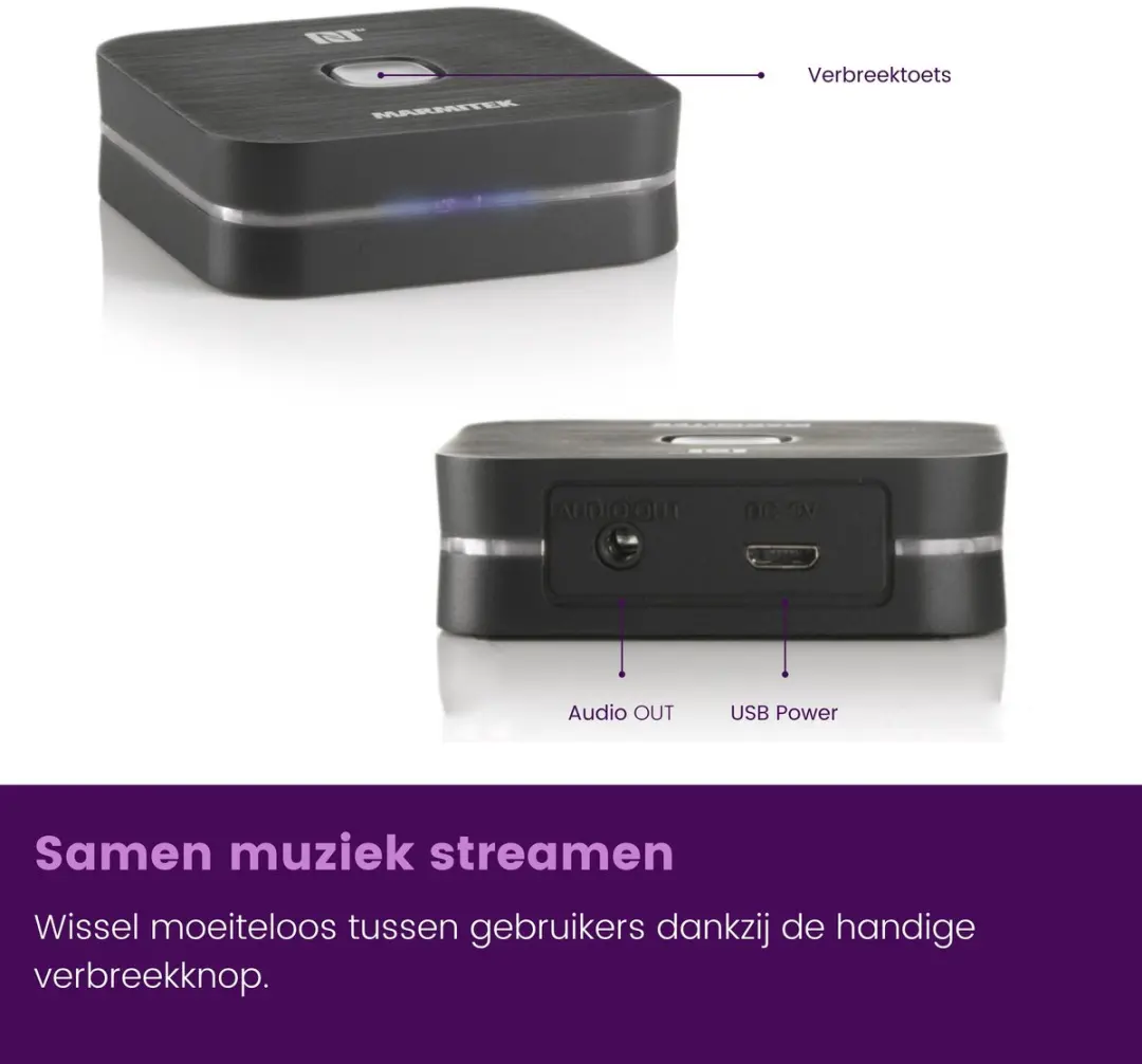 Marmitek BoomBoom 80 Bluetooth Receiver 25008182 - Mini-jack