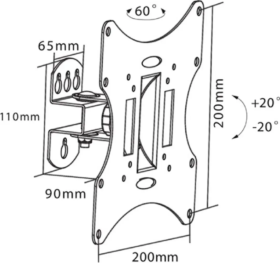 Goobay 51893 TV Muurbeugel - Kantelbaar & Draaibaar - 23-42" - 30kg - Zwart - afbeelding 6 van 6