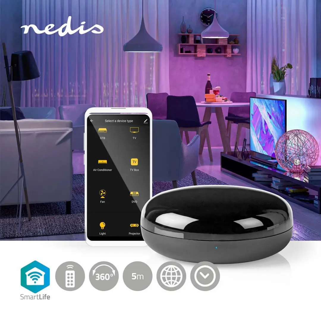 Nedis SmartLife IR Afstandsbediening WIFIRC10CBK - Universeel - 5m - Zwart - afbeelding 6 van 6
