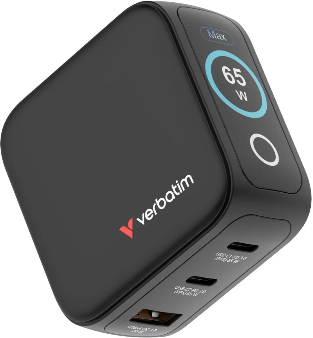 Verbatim Mini Gan 65W Oplader - 2x USB-C PD + 1x USB-A - Transparent