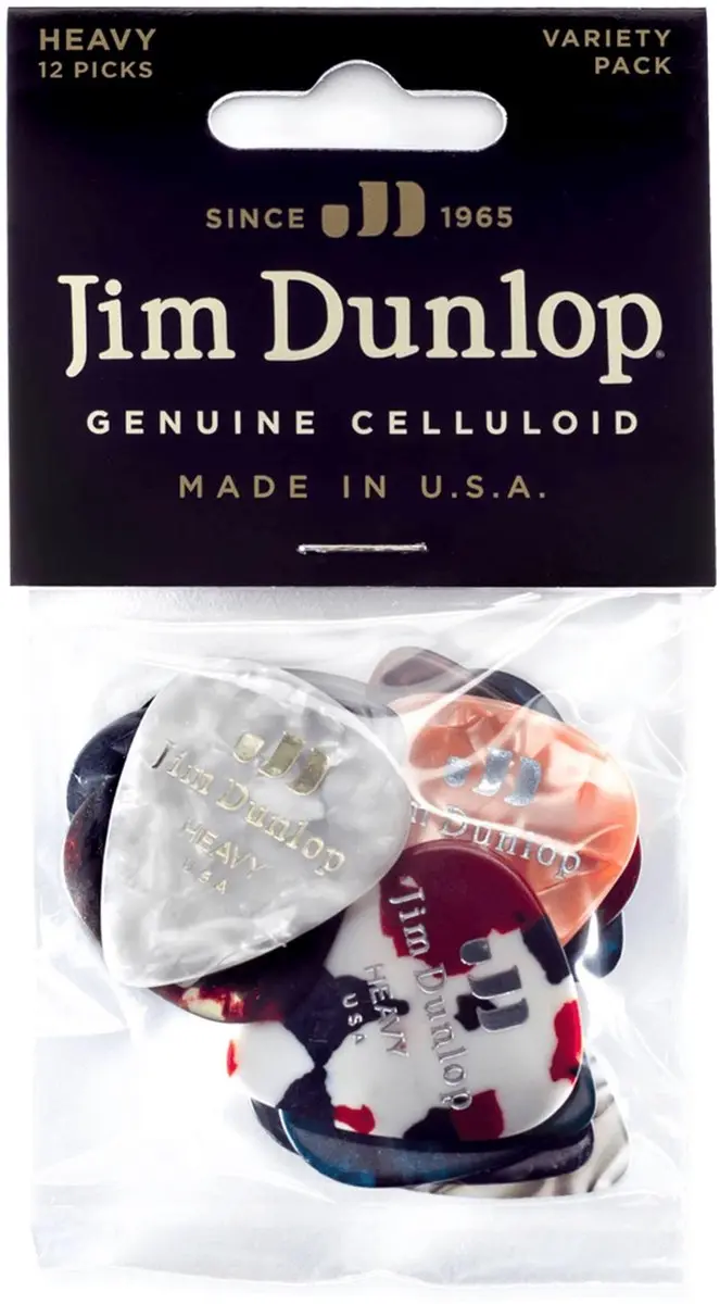 Dunlop PVP107 Celluloid Heavy Plectrum - 12 Stuks
