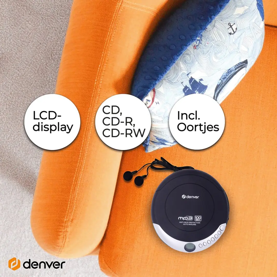 Denver DMP391 Discman - Anti-Shock - Zwart/Zilver