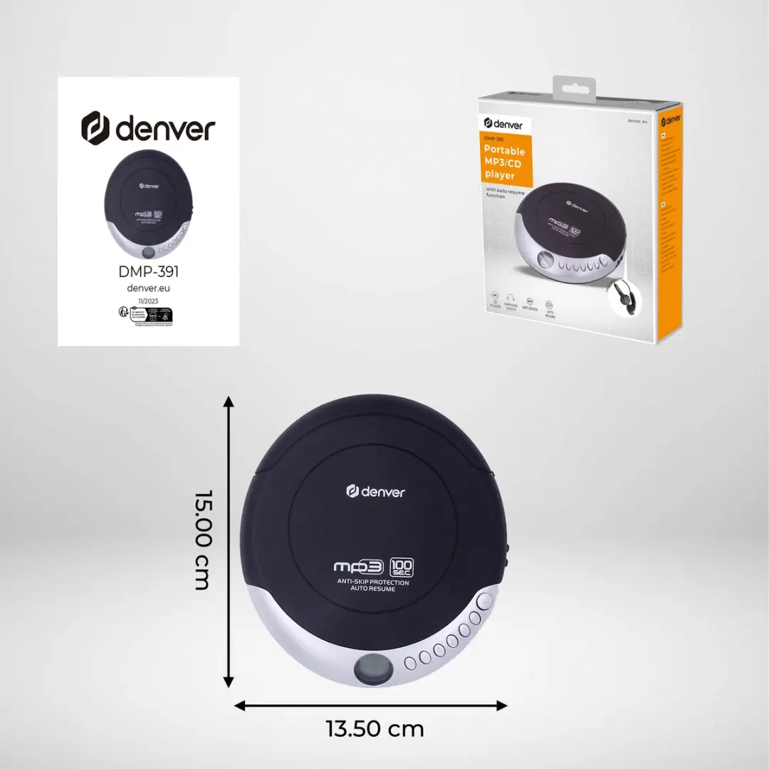 Denver DMP391 Discman - Anti-Shock - Zwart/Zilver - afbeelding 6 van 6