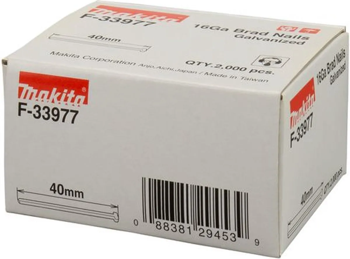 Makita F-33977 Bradspijkers 1,3x1,6x40mm Gegalvaniseerd - 2000 Stuks