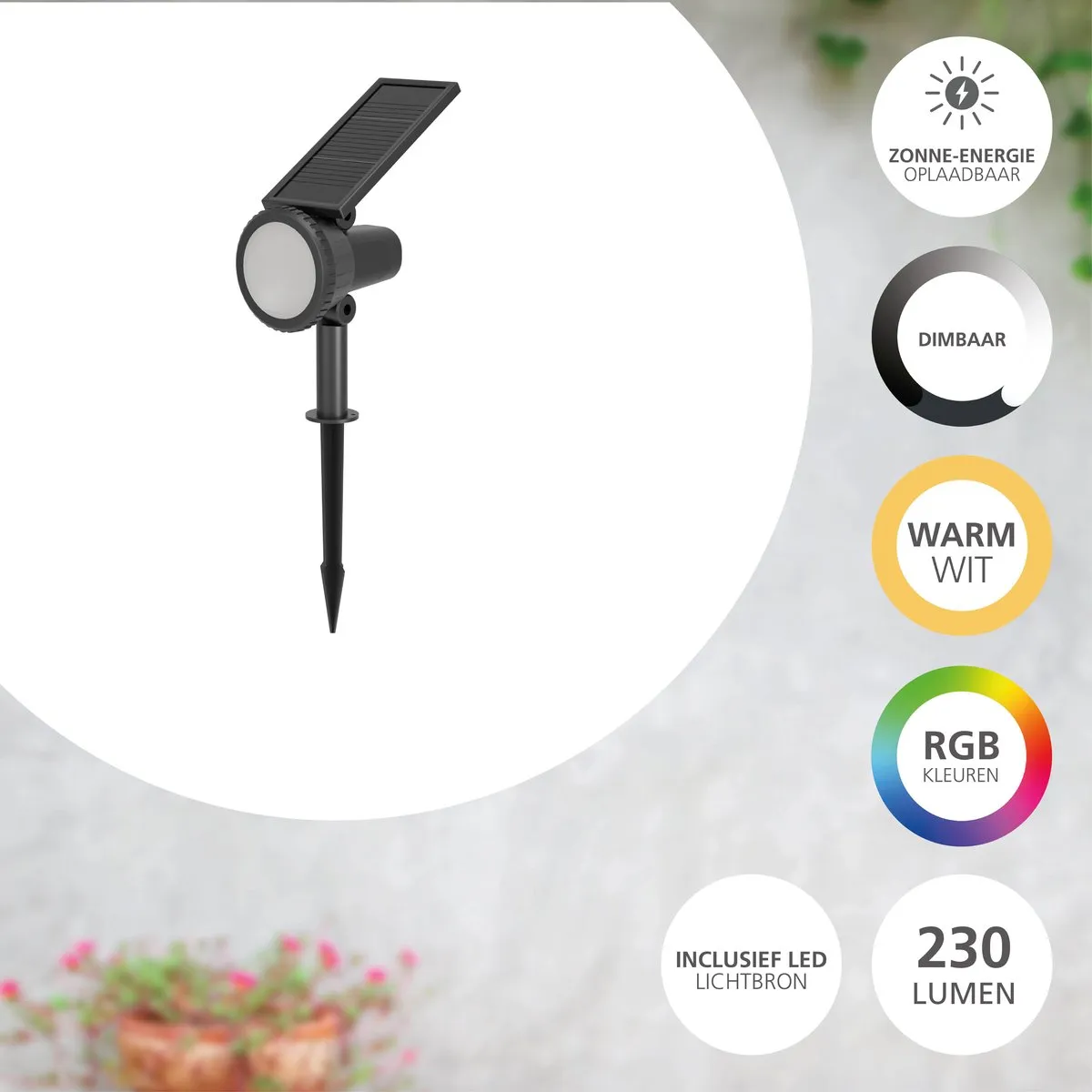 Eglo Sambuco Solar Prikspot Buiten - Zwart - RGB & Wit - Dimbaar - afbeelding 6 van 6