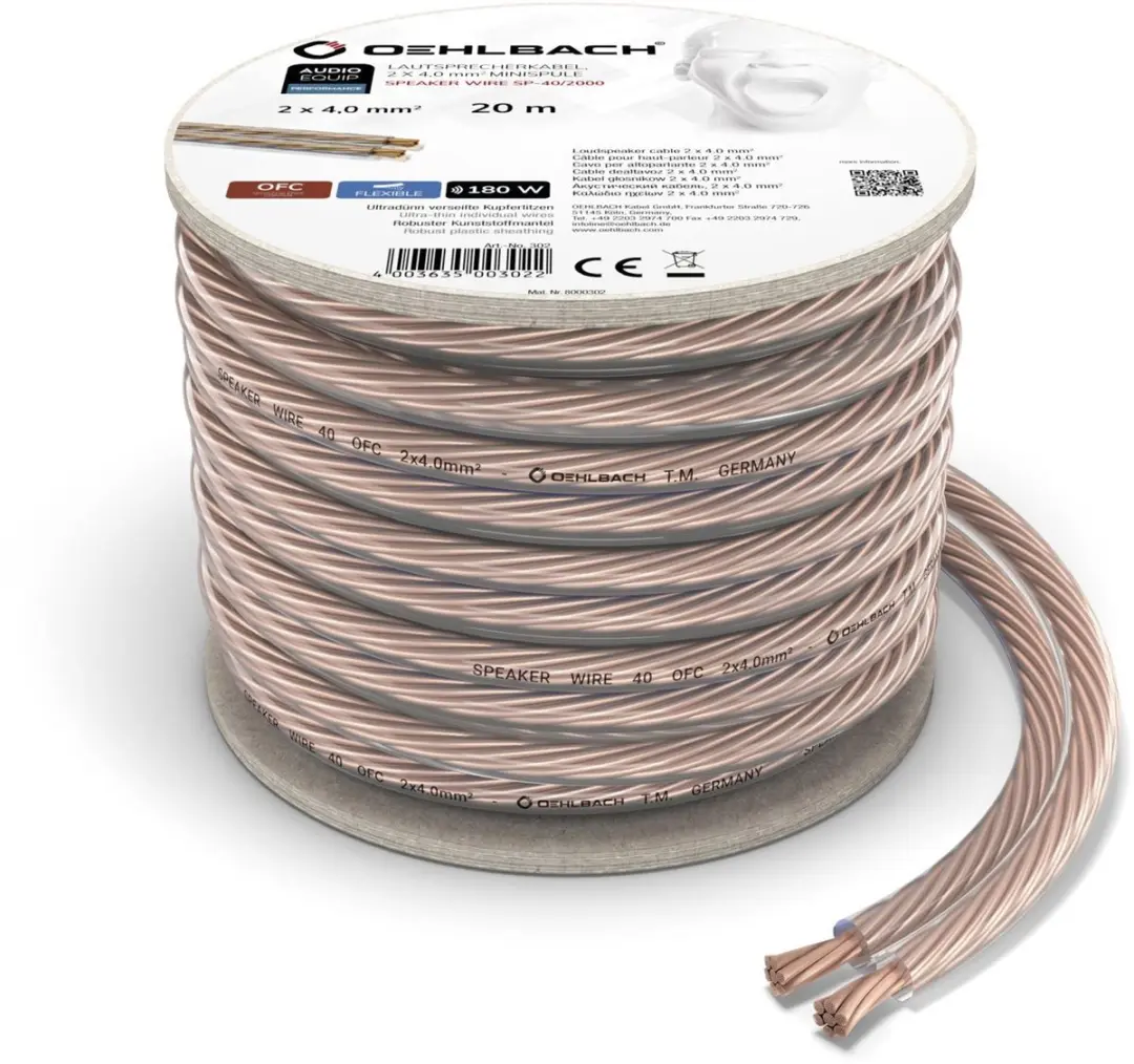 Oehlbach 302 Luidsprekerkabel 2x4.00mm² - Transparant - 20m