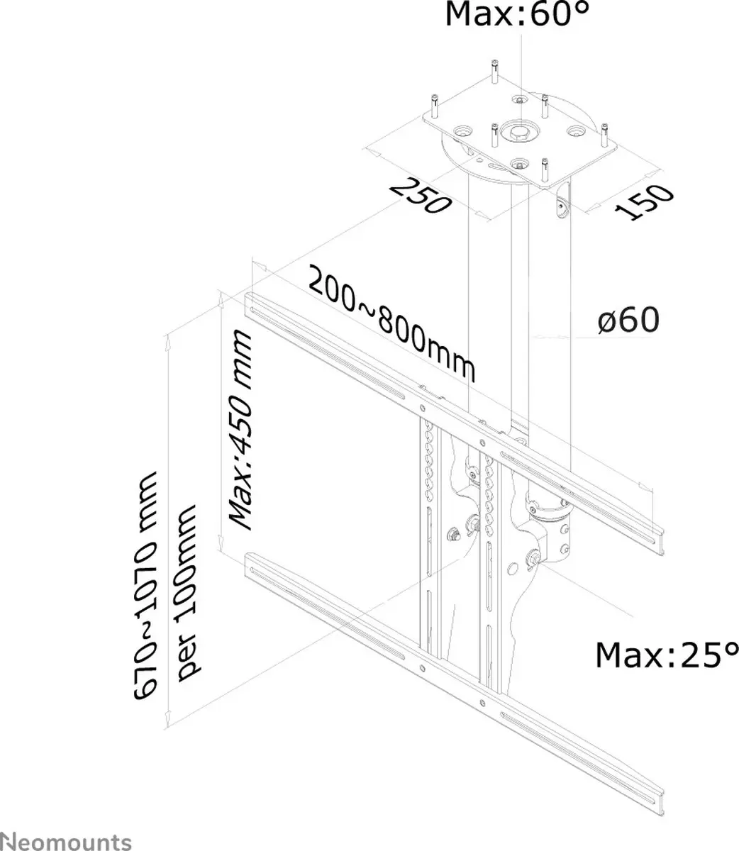 Neomounts PLASMA-C100BLACK Plafondsteun 75" - Zwart