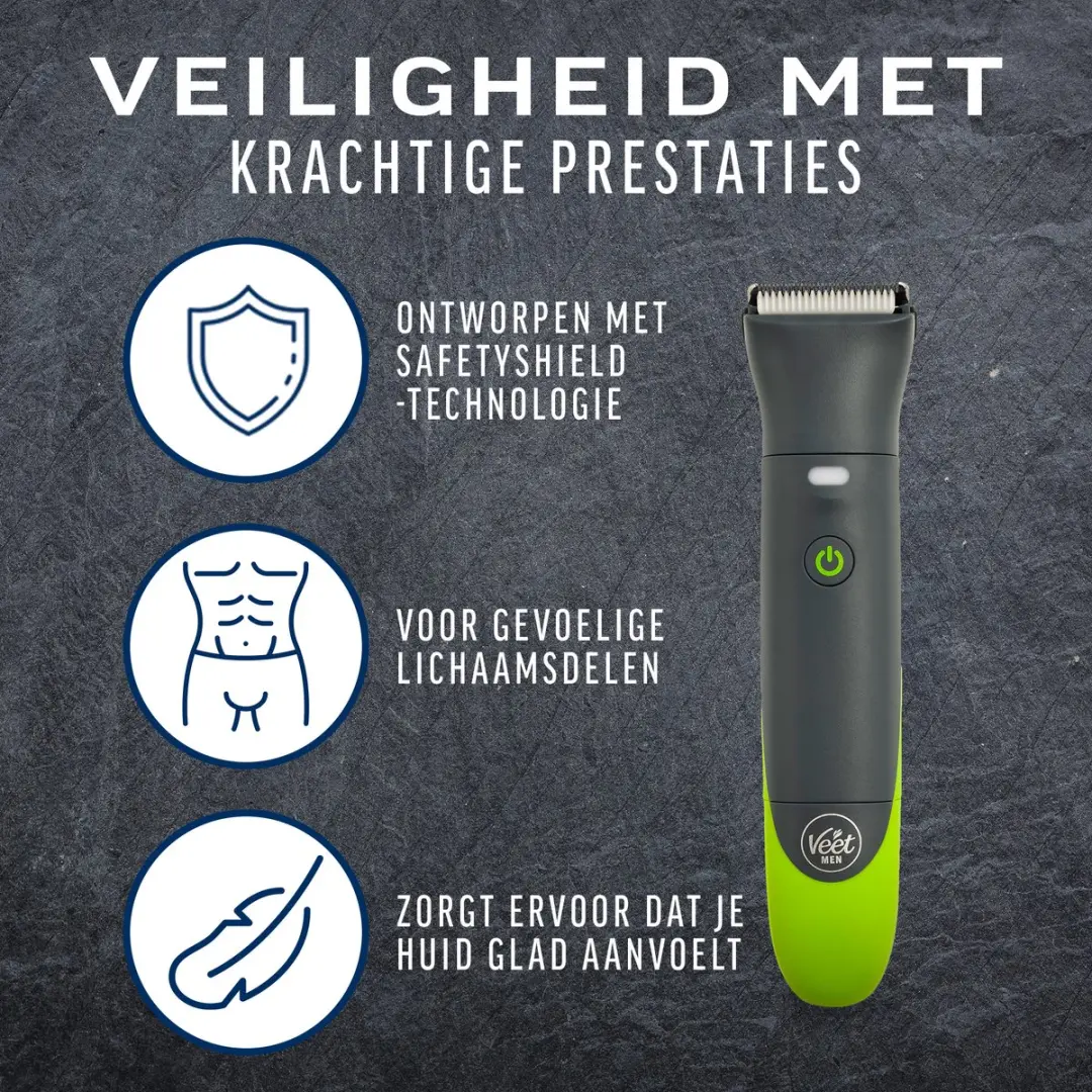 Veet Men Total Pro Trimmer - Grijs/ Groen - 1 Mes