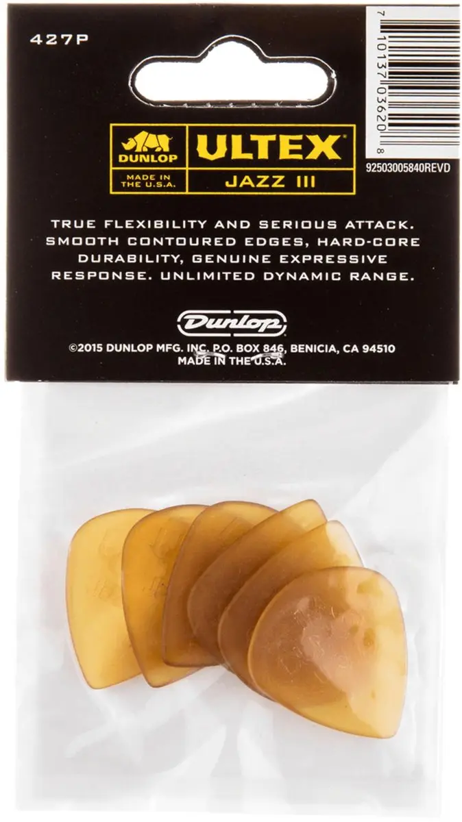 Dunlop Ultex Jazz III Plectrumset - Goud - 6 Stuks