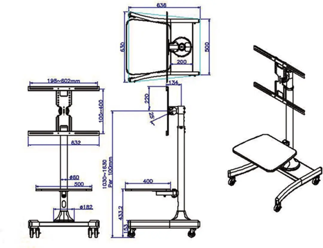 Value LCD/TV Rolstandaard - tot 35 kg - Zwart