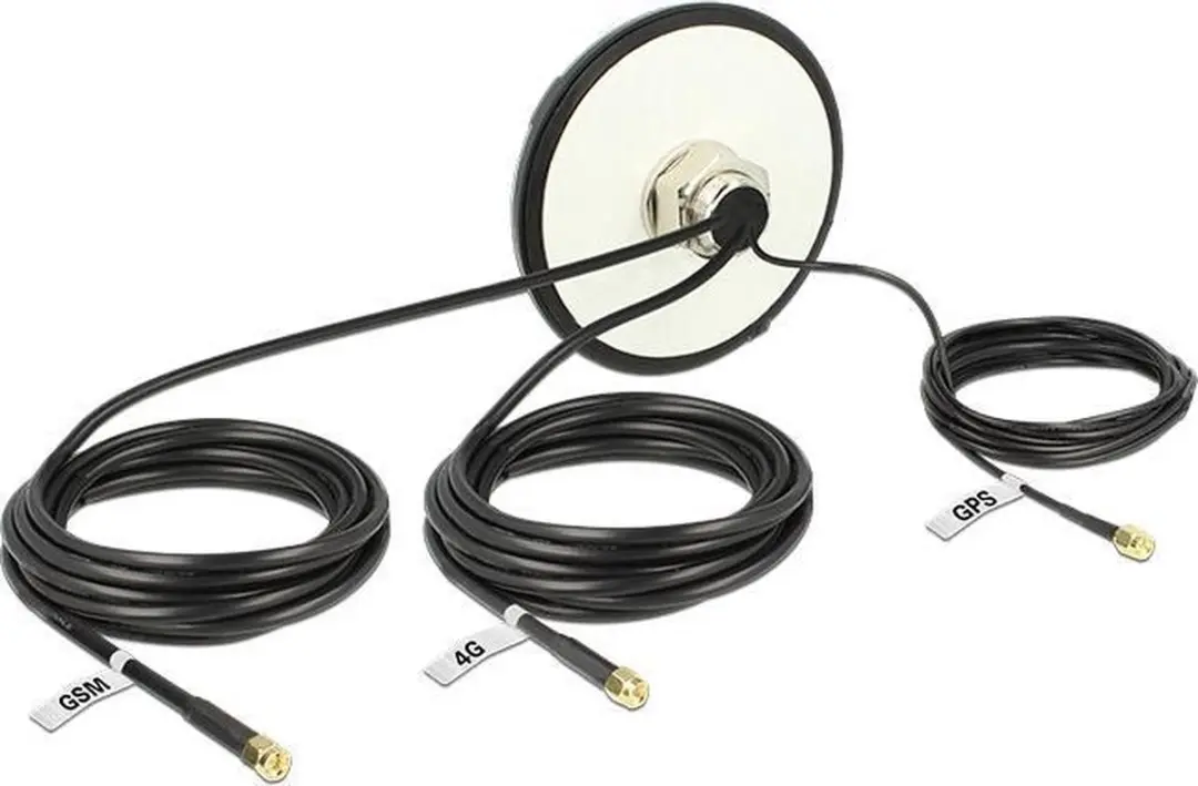 Delock Multiband LTE/UMTS/GSM GPS Antenne - 3x SMA M - Zwart