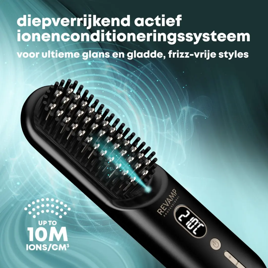 Revamp Straight and Go BR1950 Draadloze Keramische Warmteborstel - 130-210°C - USB-C - Zwart