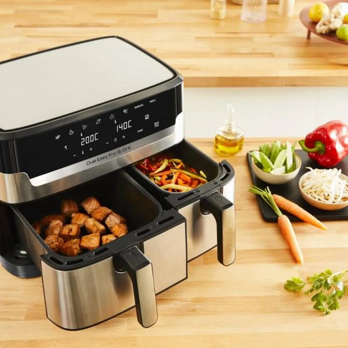 Moulinex Dual Easy Fry & Grill YY5233FB Airfryer 8L - 2450W - Grijs