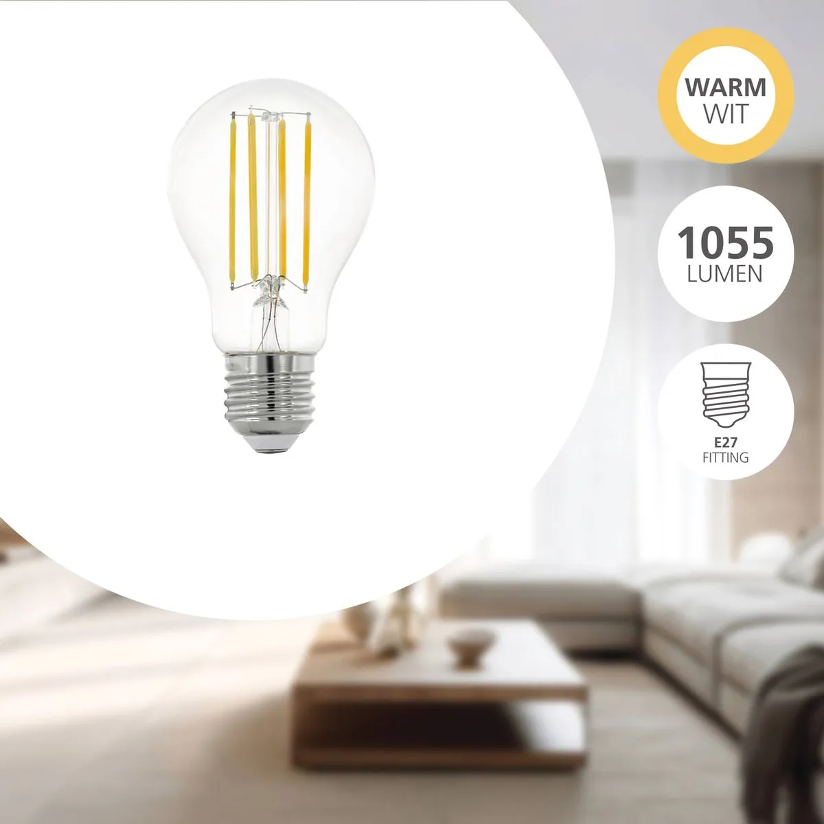Eglo LED Lamp E27 Ø6cm - 8W Warm Wit
