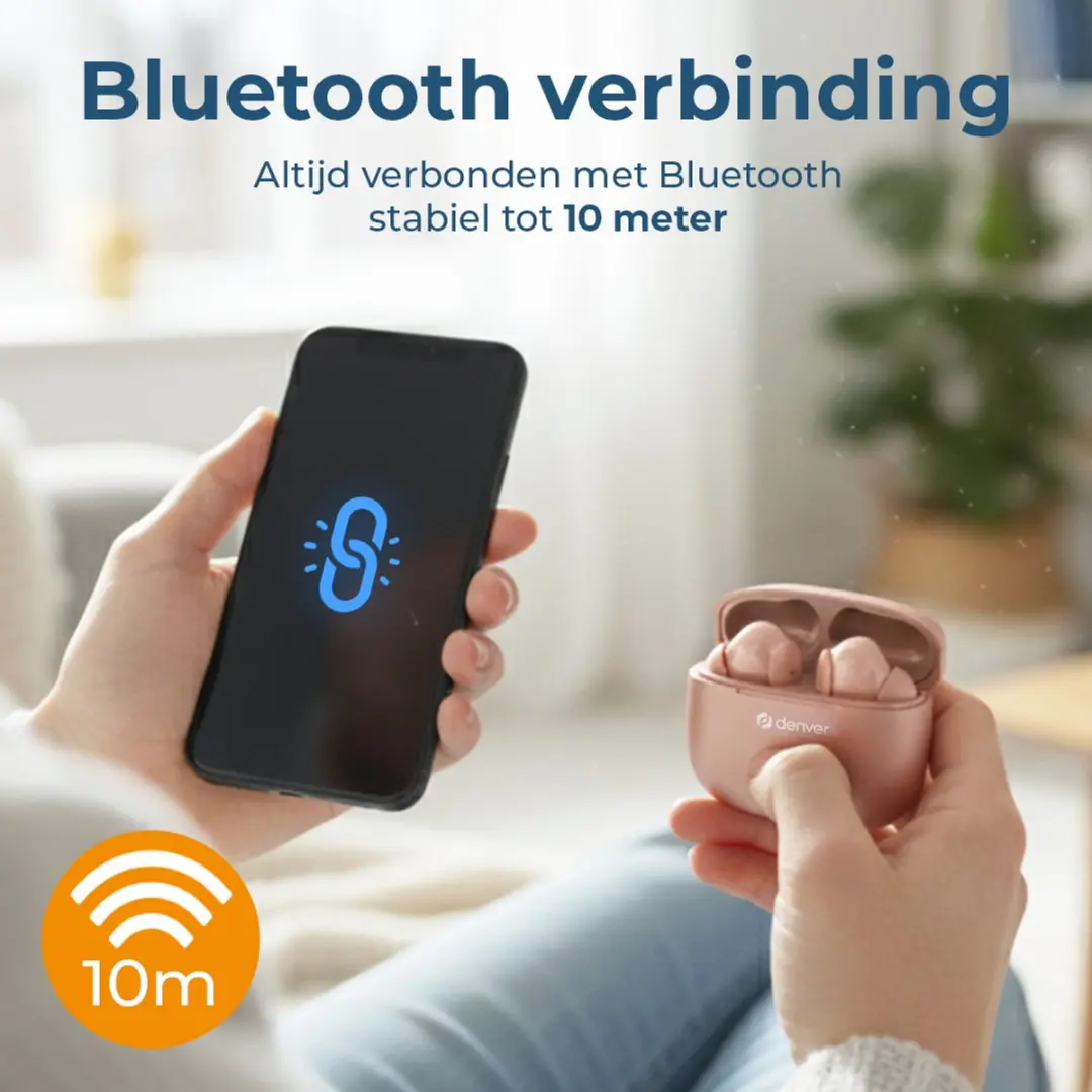 Denver TWE48DR Oordopjes - Bluetooth 5.3 - Roze - afbeelding 2 van 6