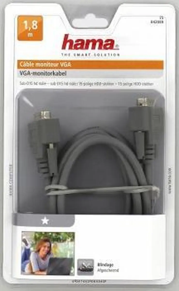 Hama VGA Monitor Kabel 15-polig ST-15 ST 1,8m - MPN 75042089