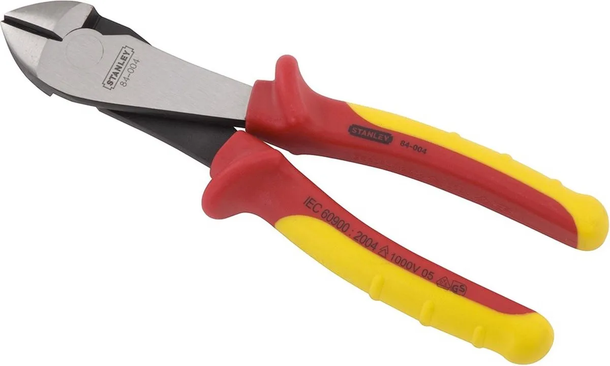 Stanley VDE 1000V Kracht-Zijsnijtangen 180mm