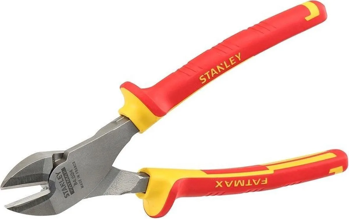 Stanley VDE 1000V Kracht-Zijsnijtangen 180mm - Geel