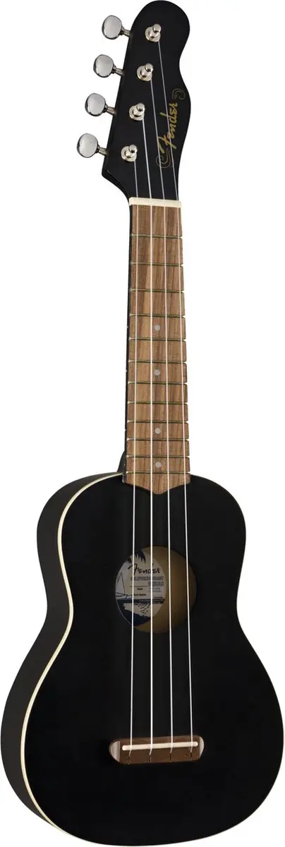 Fender Venice Soprano Ukulele - 6 Snaren - Zwart
