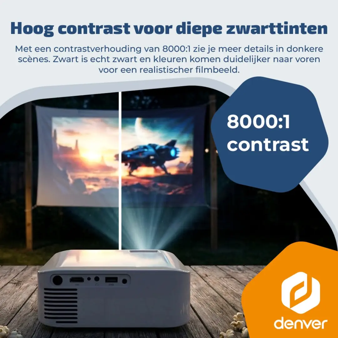 Denver Beamer PR4300 4K Projector - 400 ANSI Lumen - Wit - afbeelding 6 van 6