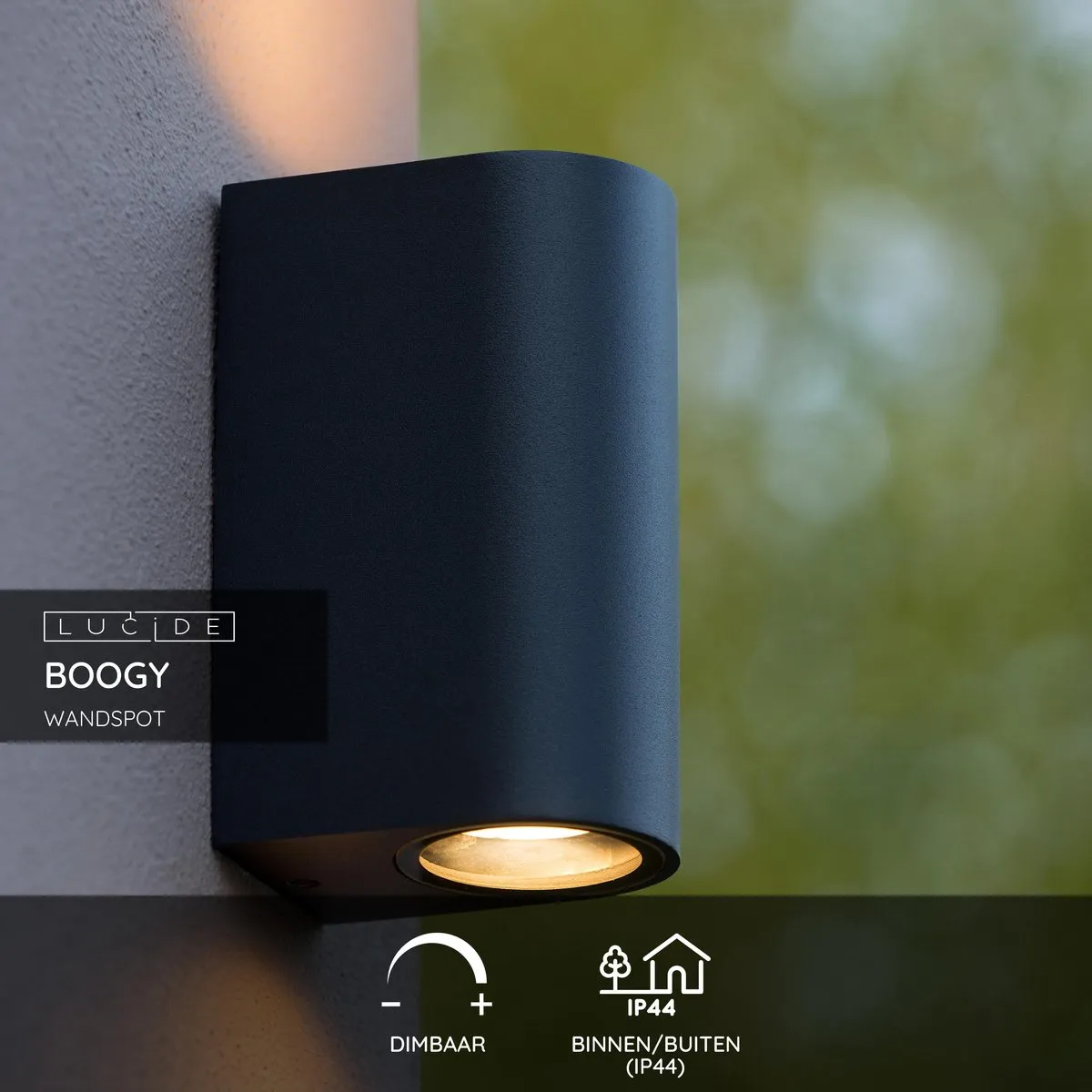 Lucide Boogy Wandspot 2xGU10 - IP44 Zwart