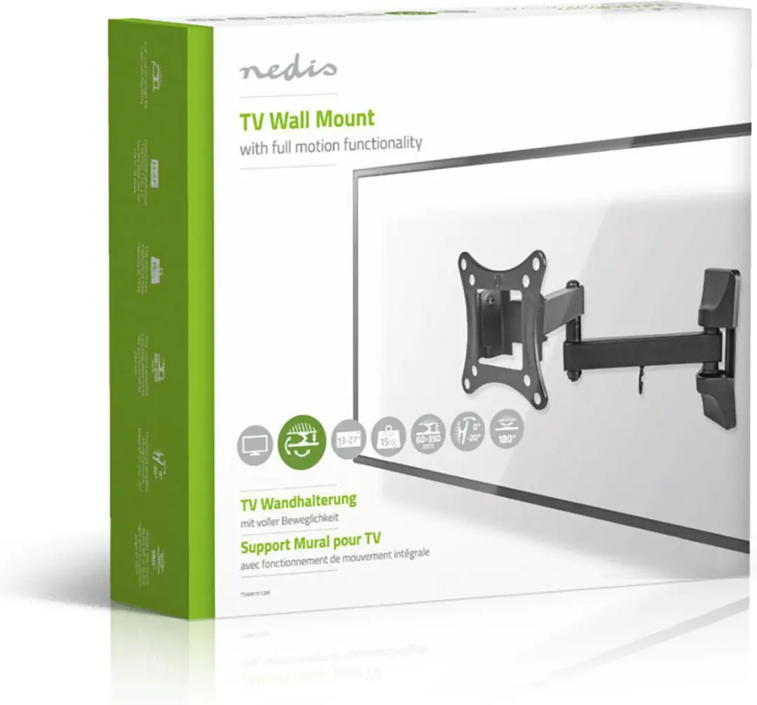 Nedis TVWM1510BK TV-Muurbeugel - 13-27" - 15 kg - Zwart