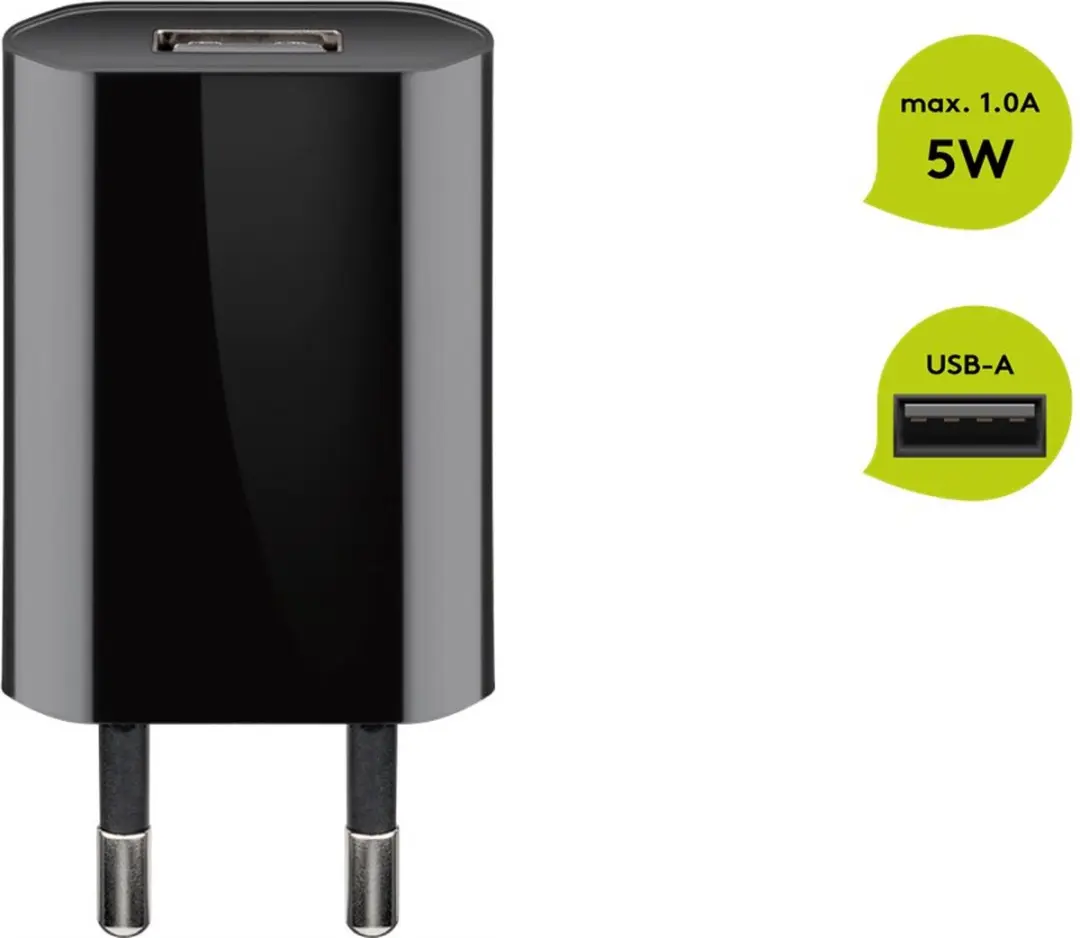 Goobay 44949 USB-A Adapter - 1 Poort 1000mA - Zwart