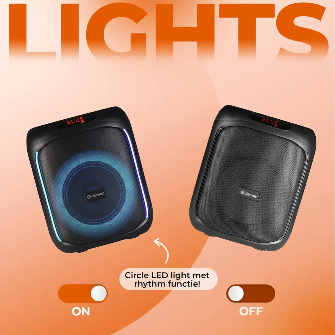 Denver BPS165 Partybox Bluetooth Speaker - 200W - Zwart