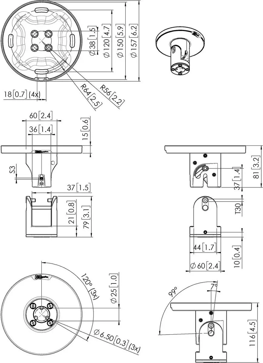 Vogel's PUC 1045 Bevestigingsplaatje - Zwart