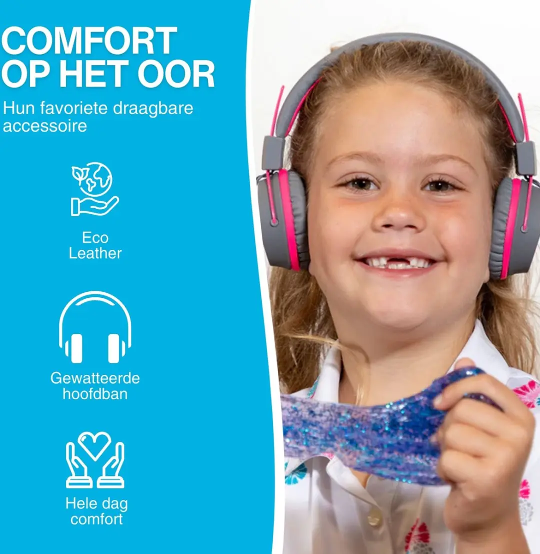 JLab JBuddies Studio Kids Wireless Koptelefoon - 24u batterij - 84dB - Paars