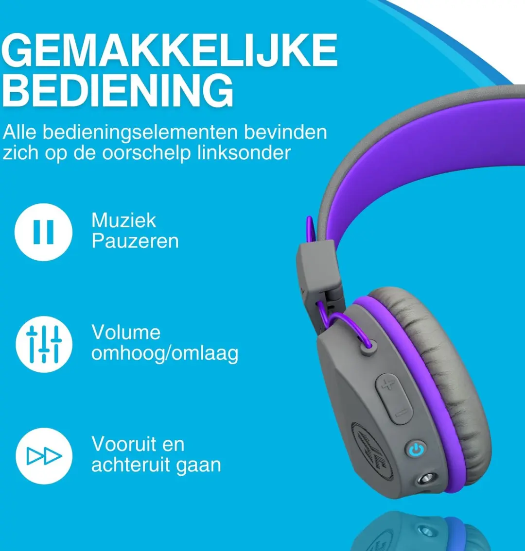 JLab JBuddies Studio Kids Wireless Koptelefoon - 24u batterij - 84dB - Paars