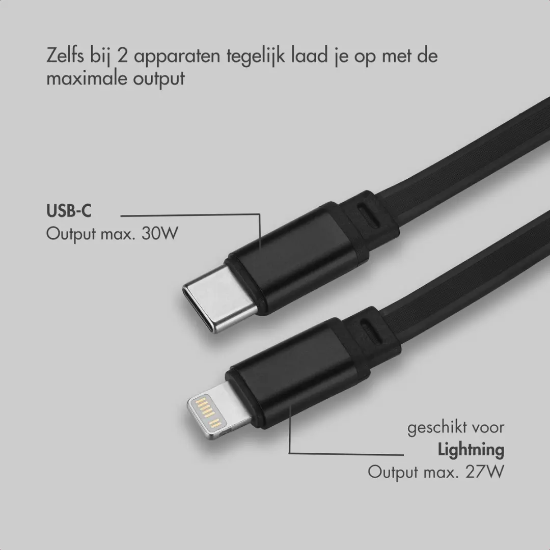Accezz Autolader 57W USB-C/Lightning - SH00085399 - Zwart - afbeelding 6 van 6