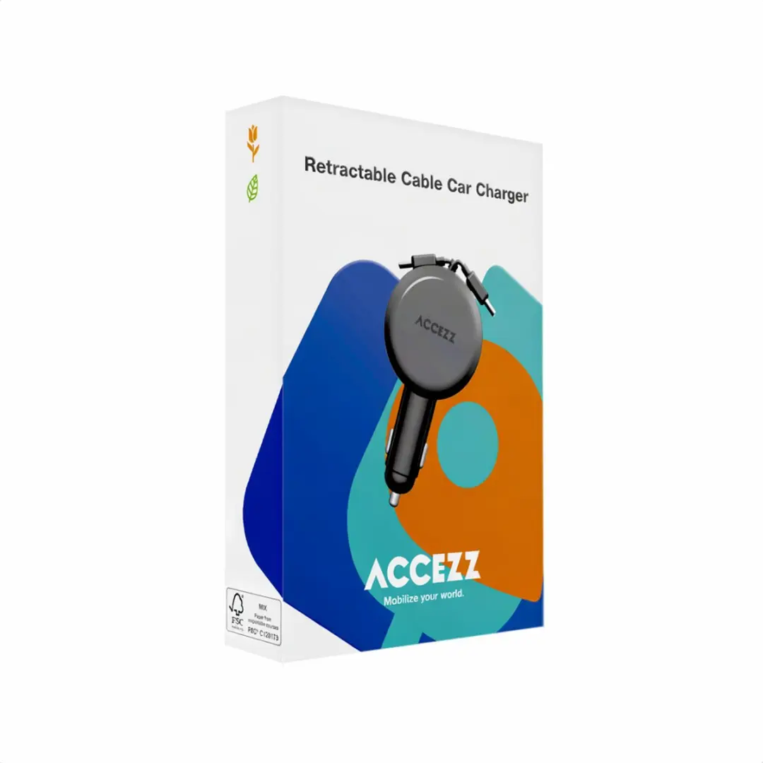 Accezz Autolader 57W USB-C/Lightning - SH00085399 - Zwart