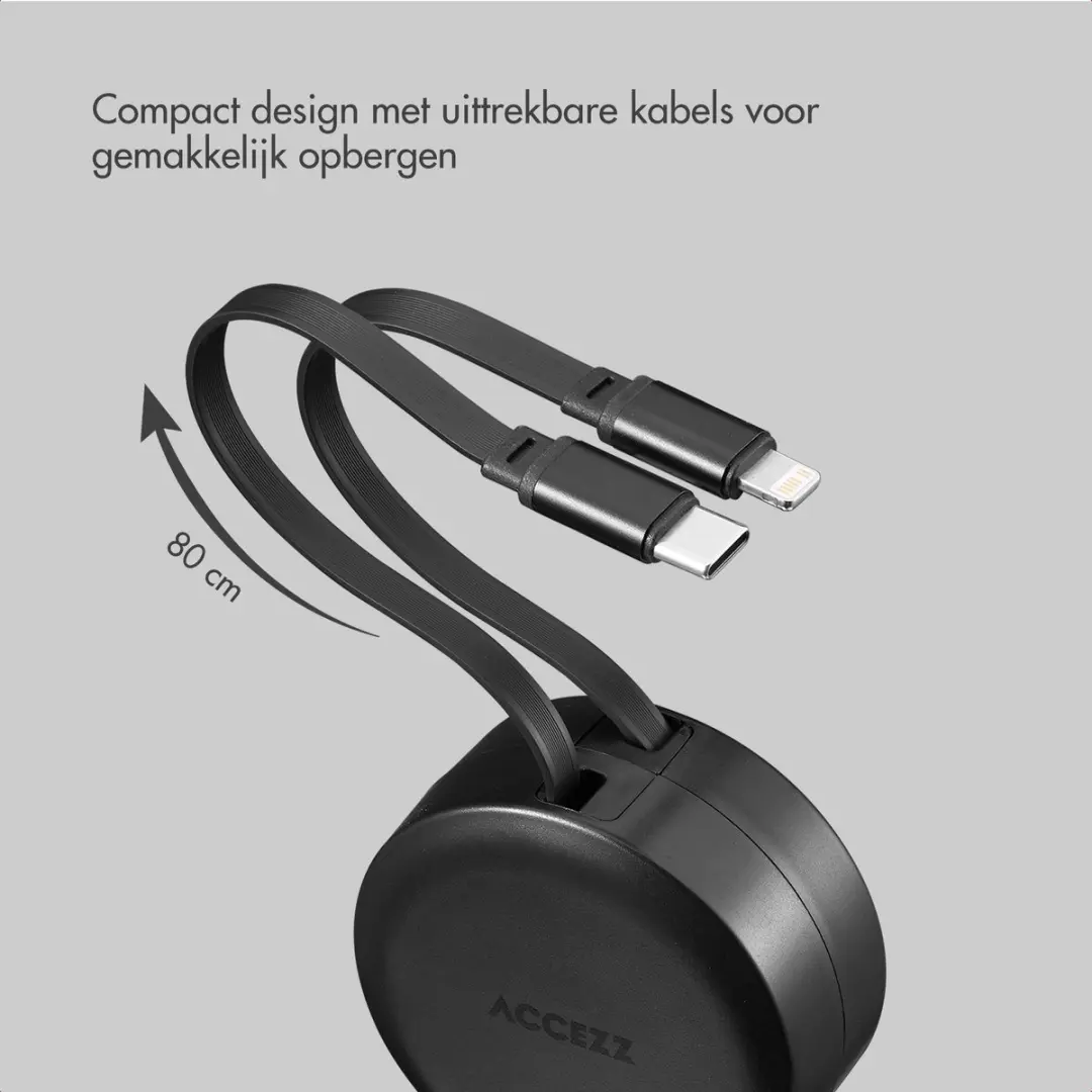 Accezz Autolader 57W USB-C/Lightning - SH00085399 - Zwart