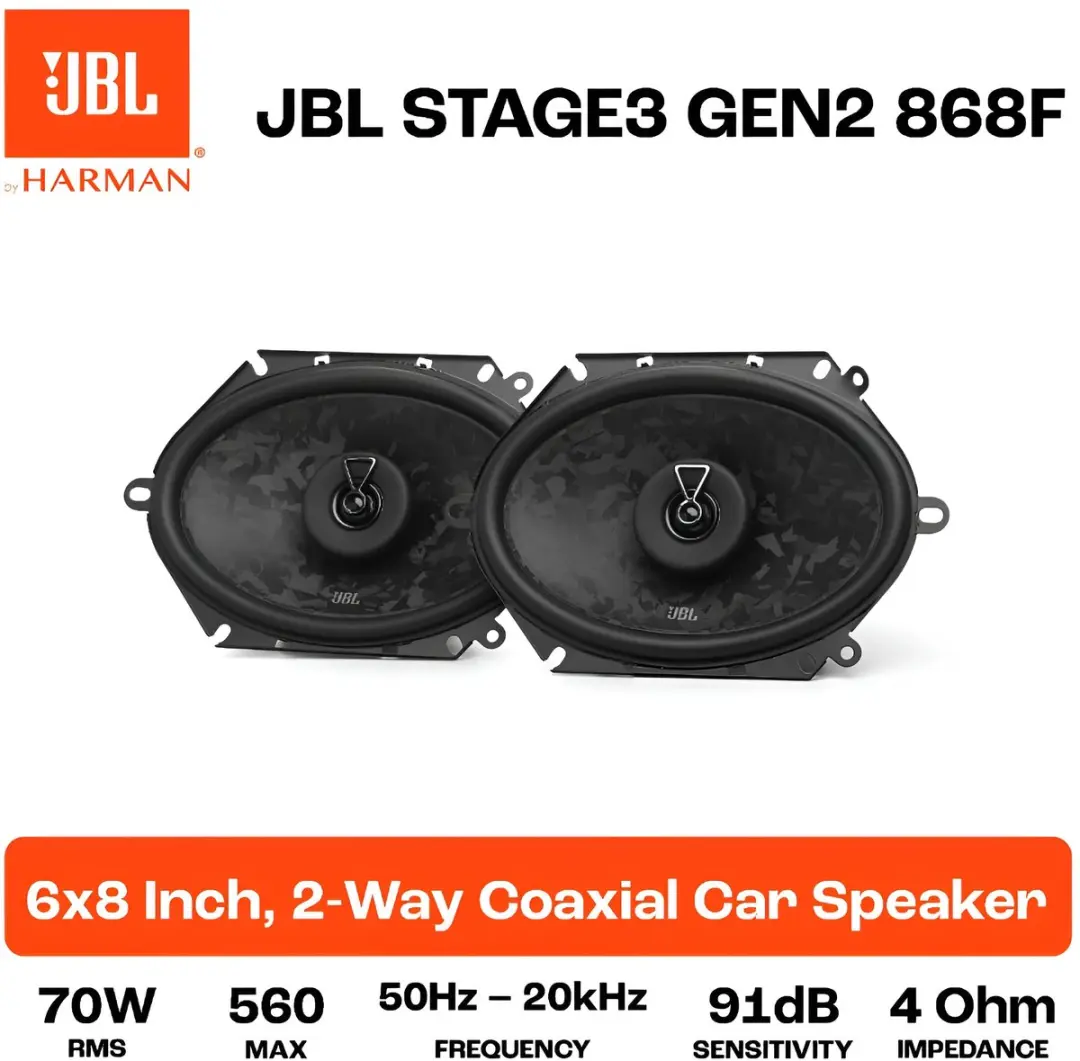 JBL Stage3 868F Autospeakers 560W - 2x 6x8" Coaxiaal - Zwart - afbeelding 6 van 6