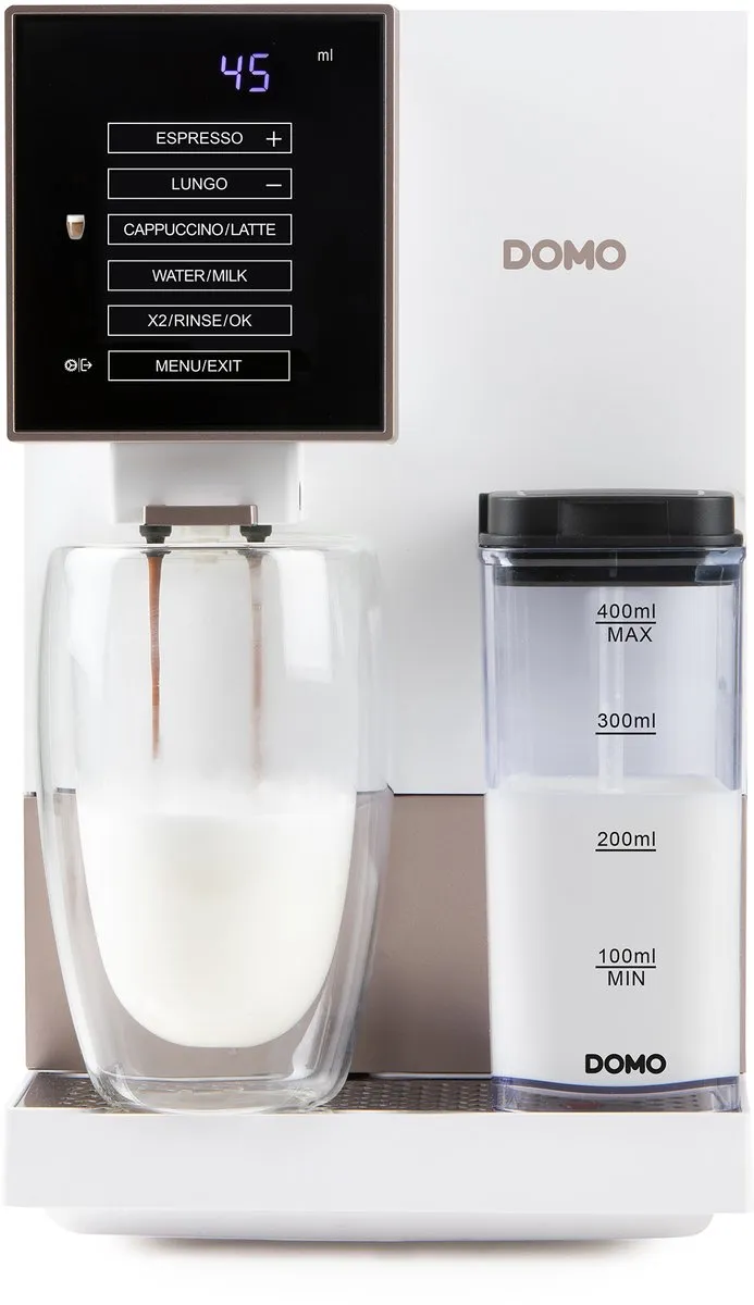 Domo DO742K Volautomatische Espressomachine - 4 Koffiesoorten - 19 Bar - Wit - afbeelding 6 van 6