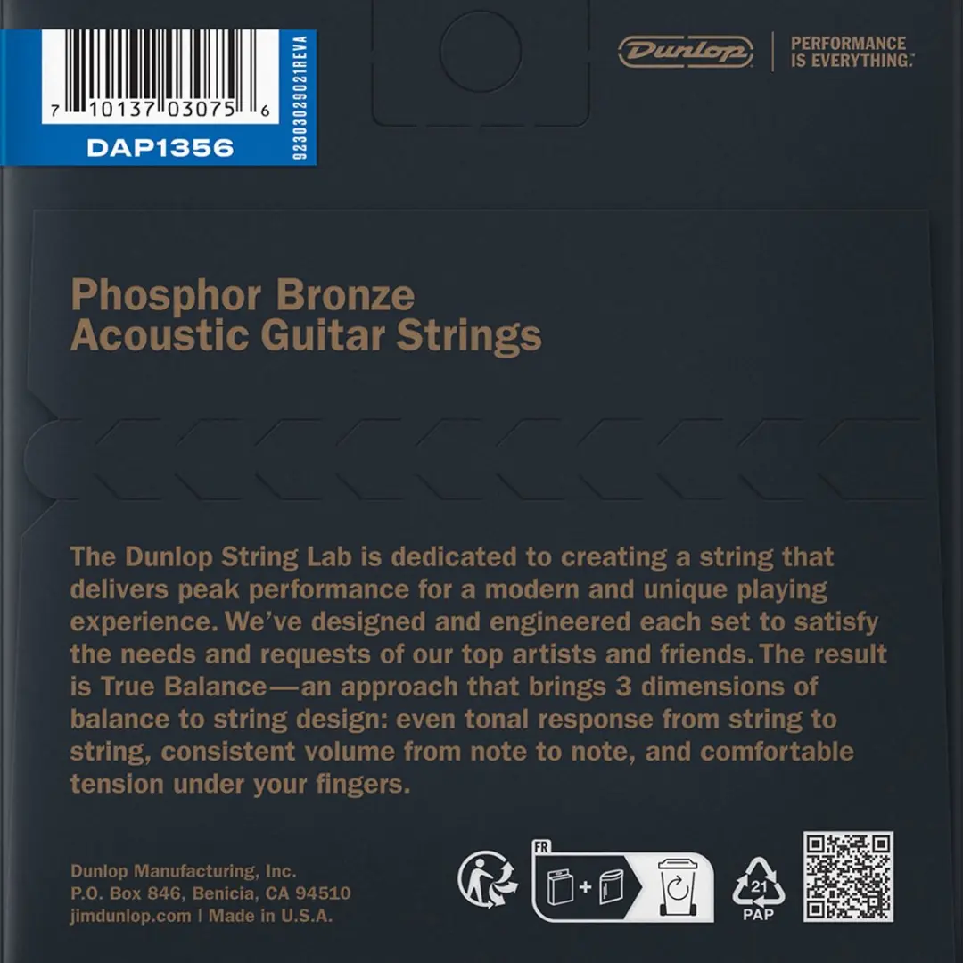 Dunlop DAP1356 Phosphor Bronze Medium Snarenset - 6 Stuks