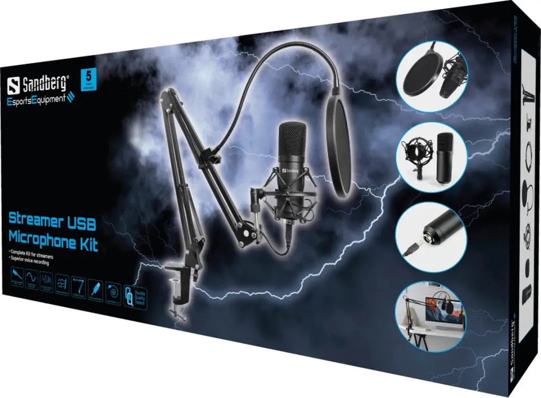 Sandberg 126-07 Streamer USB Microfoon - Zwart