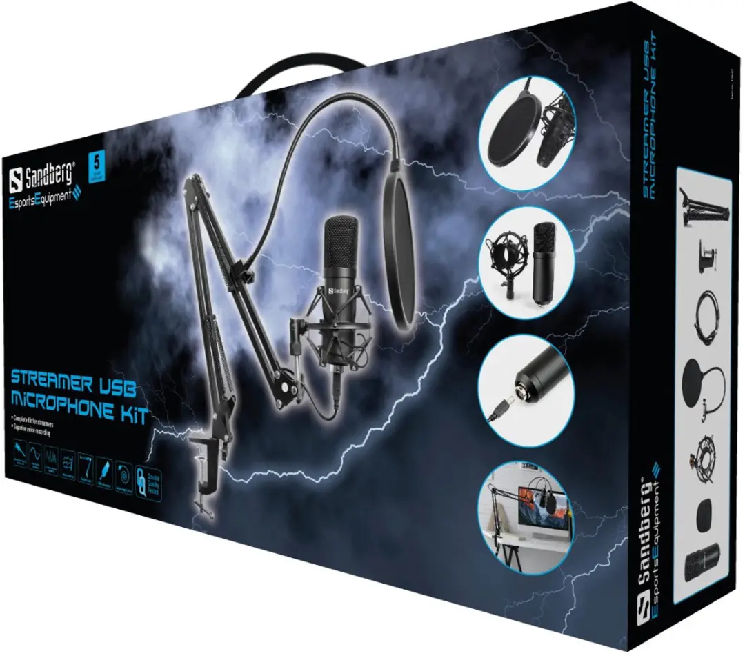 Sandberg 126-07 Streamer USB Microfoon - Zwart - afbeelding 6 van 6