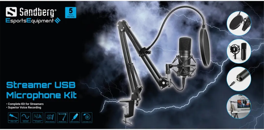 Sandberg 126-07 Streamer USB Microfoon - Zwart