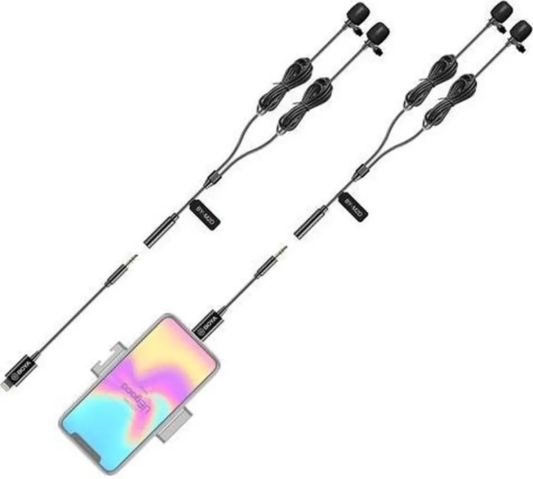 Boya BY-M2D Duo Lavalier Microfoon - iOS/Zwart