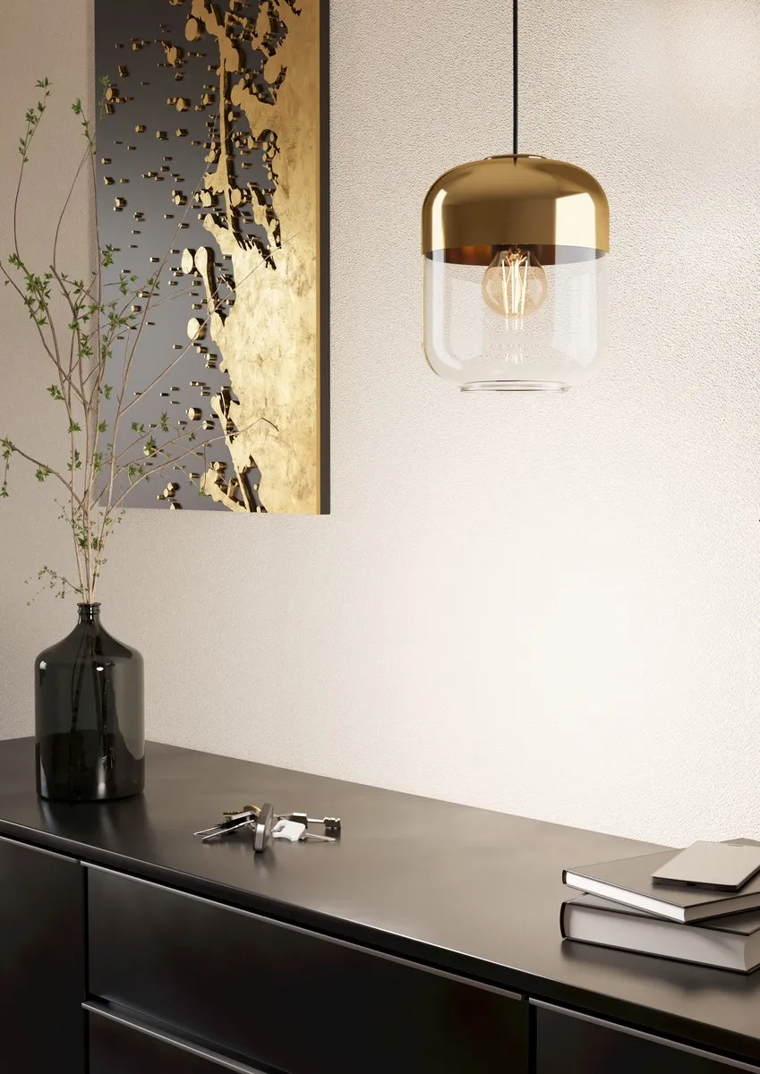 Eglo Maryvilla Hanglamp E27 - Ø17cm - Goud/Zwart