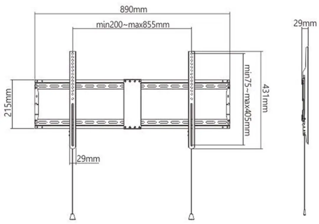 Gembird WM-90F-01 Vaste TV Wandbeugel 43-90" - Zwart