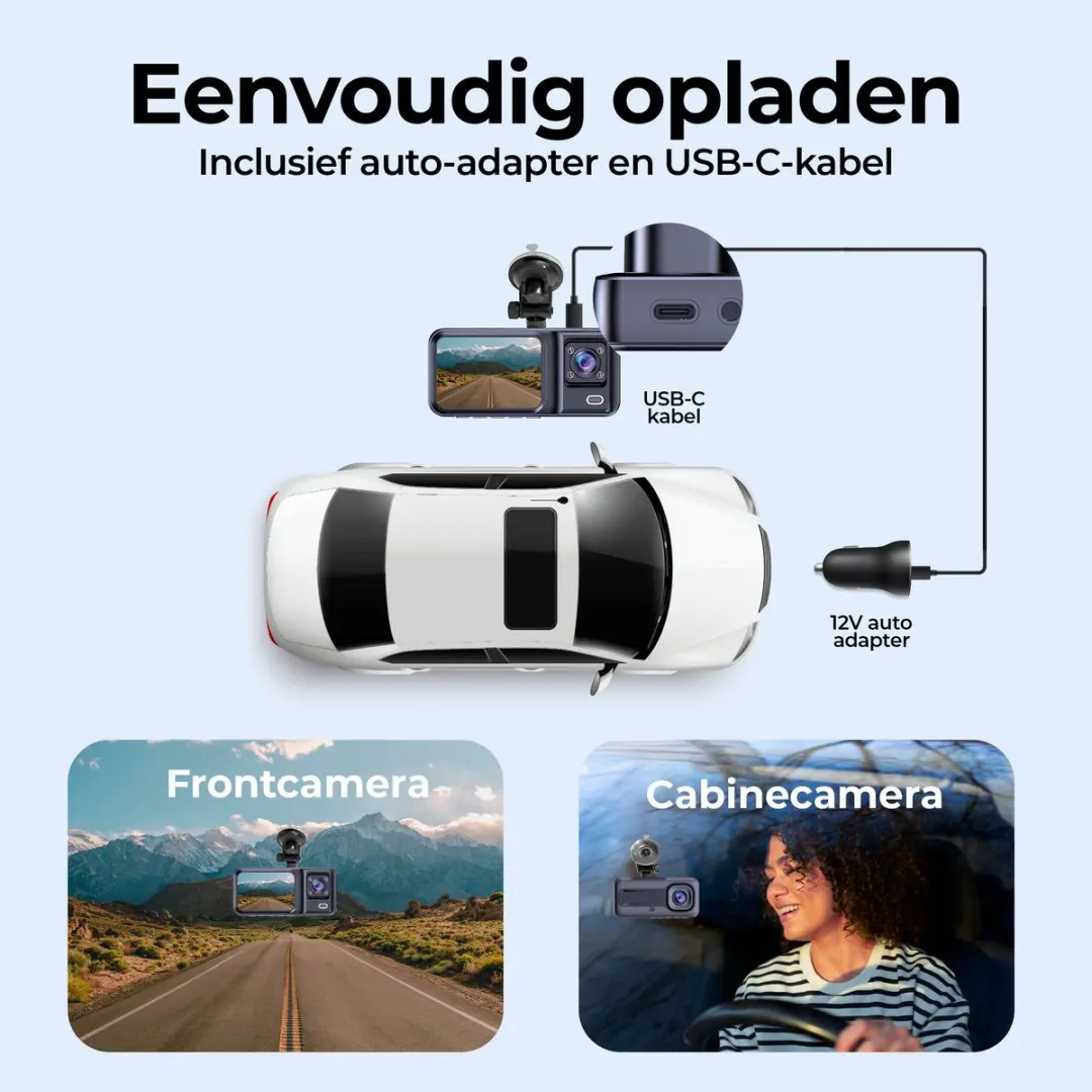 Denver Dual Cam CCT2500 Dashcam - Full HD 120° - Voor- en Cabin Camera - Zwart