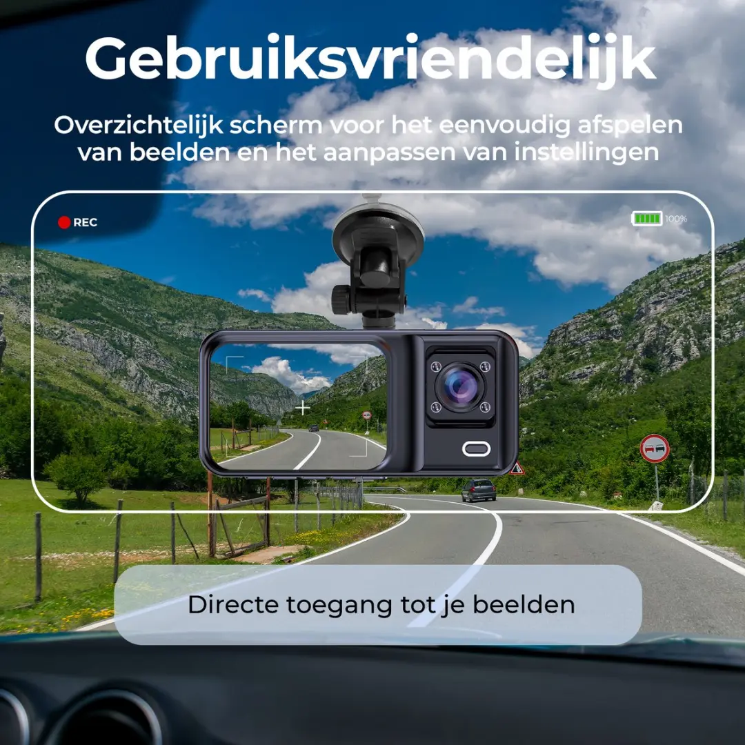 Denver Dual Cam CCT2500 Dashcam - Full HD 120° - Voor- en Cabin Camera - Zwart
